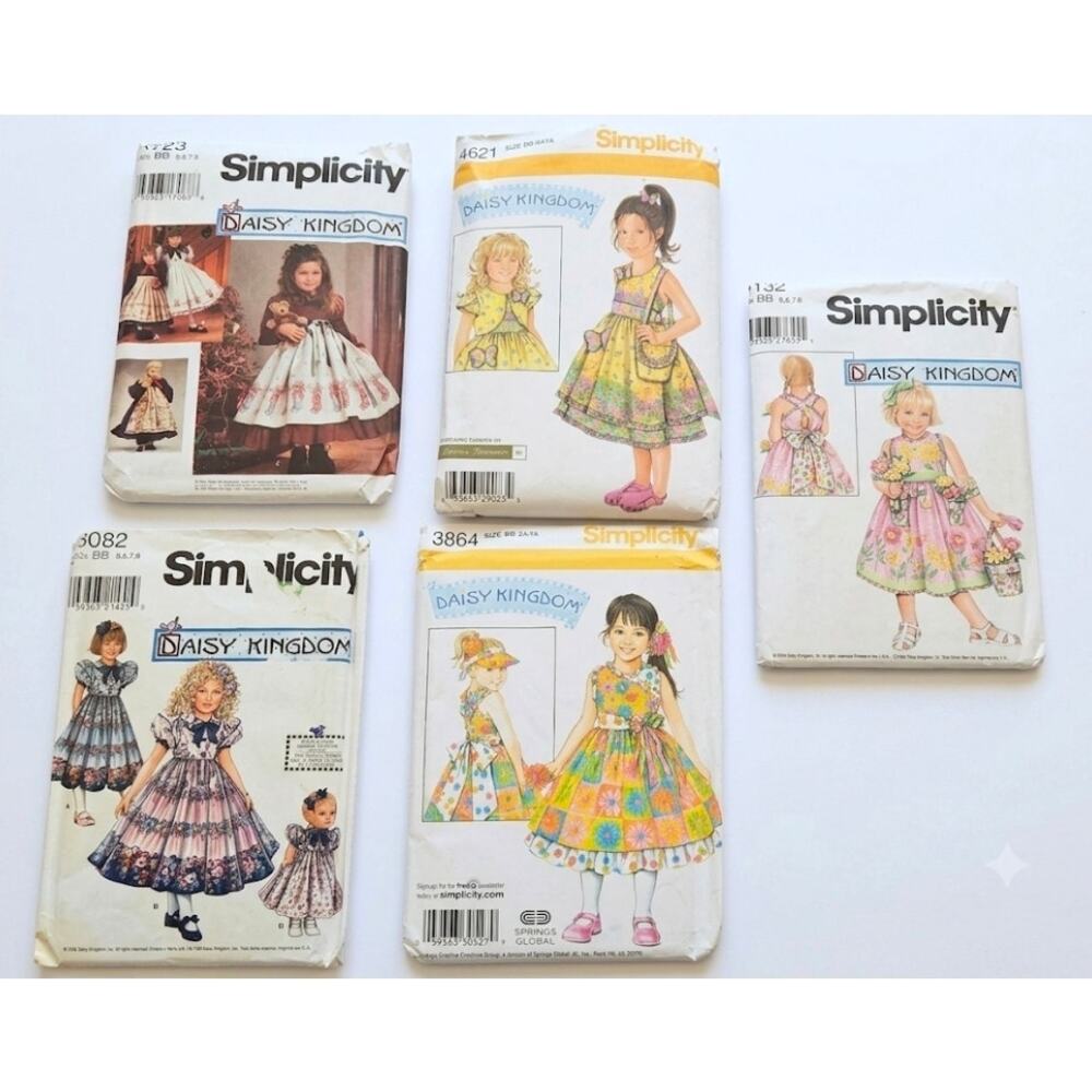 Lot of Simplicity Daisy Kingdom Dress Patterns Size 5-8 Sundress Circle